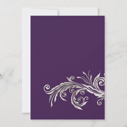 Paars en zilveren huwelijksjubileum uitnodiging (Achterkant)