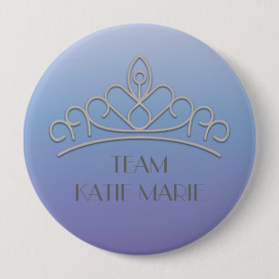 Paars en Zilveren Pageant Tiara Steun / Team Ronde Button 4,0 Cm