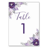 Paars en Zilveren Waterverf Floral Wedding Kaart (Voorkant)