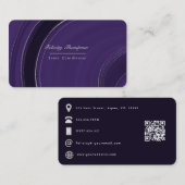 Paars en zilvergetijden QR-code Visitekaartje (Voorkant / Achterkant)