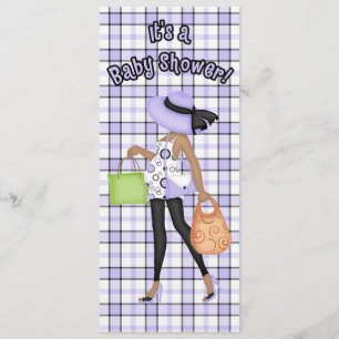 Paars en zwart Baby shower (donkere huidversie) Kaart