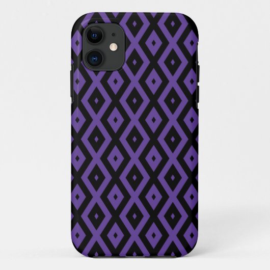 Paars en zwart diamantpatroon Case-Mate iPhone case (Achterkant)