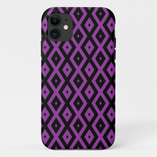 Paars en zwart diamantpatroon iPhone 11 hoesje