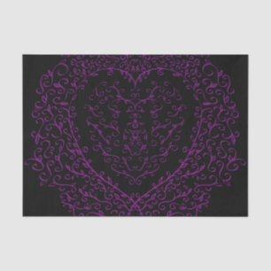 Paars en zwart Heart Gothic Wedding Paper Tissuepapier