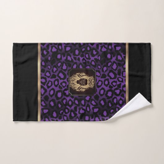 Paars en zwart luipatroon met luienkop bad handdoek (Handdoek)