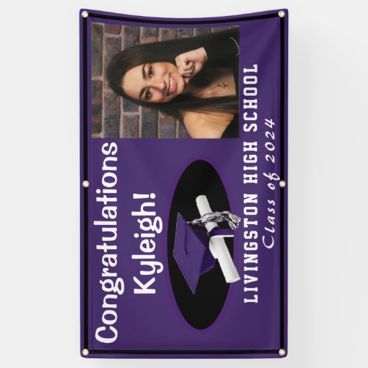 Paars en zwart vinylAfstuderen Foto Spandoek (Verticaal)