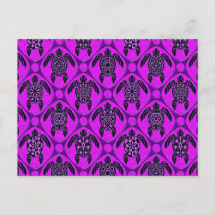 Paars en zwart Zee schildpad Briefkaart