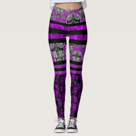 Paars en zwarte suikerriet leggings