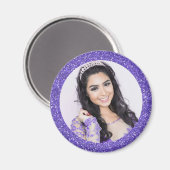  Paars Faux Glitter Foto Magneet (Voorkant / Achterkant)