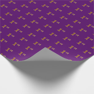 Paars, Faux Gold 1st (eerste) Event Wrapping Paper Cadeaupapier