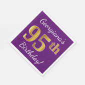 Paars, Faux Gold 95th Birthday + Eigen naam Servetten (Hoek)