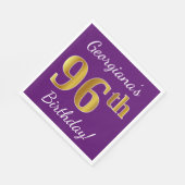 Paars, Faux Gold 96th Birthday + Eigen naam Servetten (Hoek)