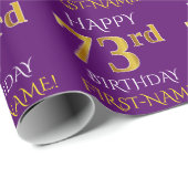 Paars Faux Gold "HAPPY 73rd BIRTHDAY" Cadeaupapier (Rol Hoek)