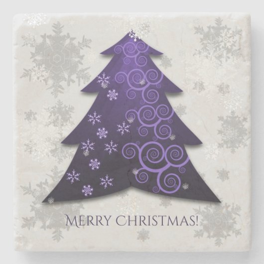 Paars feestelijk Onderzetter met kerstboomsteen (Voorkant)