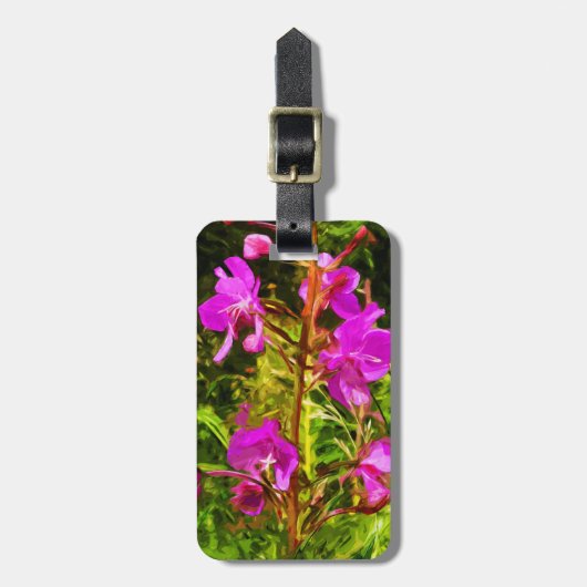 Paars Fireweed Alaska Wildflower Abstract Bagagelabel (Voorkant verticaal)