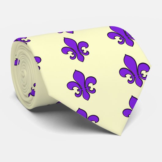 Paars Fleur de lis - Stropdas (Opgerold)