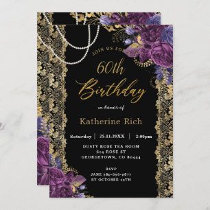  Paars Floral Antiek Gold Lace Birthday I Kaart