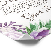 Paars Floral Baby shower Pacifier Hunt Game Poster (Hoek)