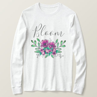  Paars Floral Bouquet Bloom Script T-shirt