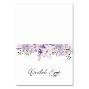 Paars Floral Buffet Food Label Kaart