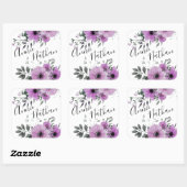 Paars Floral Cute Romantic Script Weduwschap Vierkante Sticker (Vel)