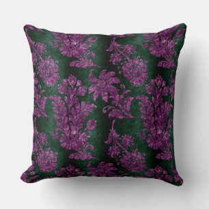 Paars Floral Damask Emerald Green Pattern Kussen