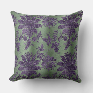  Paars Floral Damask Green Pattern Kussen