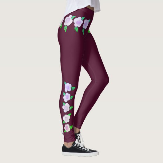 Paars Floral design Leggings (Rechts)