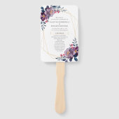Paars Floral Geometric Botanical Wedding Programme Handwaaier (Voorkant)