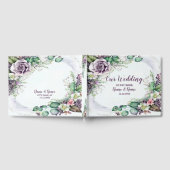 Paars Floral Green Foliage Rustige bruiloft Gastenboek (Volledig)