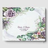 Paars Floral Green Foliage Rustige bruiloft Gastenboek (Achterkant)