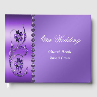 Paars Floral Guest Book Gastenboek