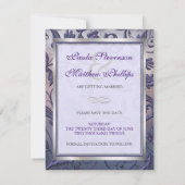 Paars Floral Monogram sparen de Datum Save The Date (Achterkant)