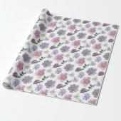 Paars Floral Pattern Cadeaupapier (Uitgerold)