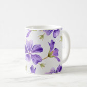 Paars Floral Pattern Koffiemok (Voorkant rechts)
