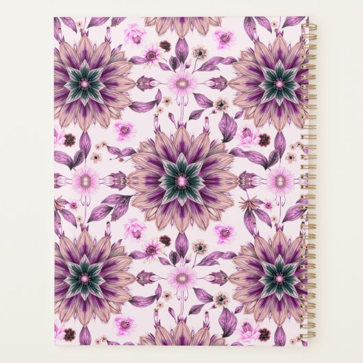 Paars Floral Pattern Planner (Achterkant)