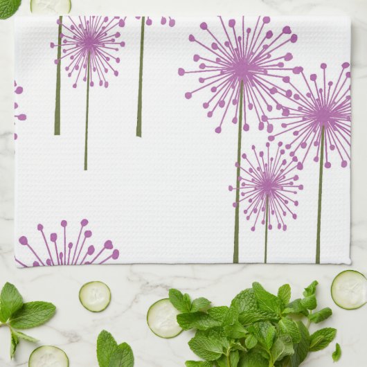 Paars Floral Pattern Theedoek (Gevouwen)