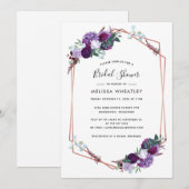 Paars Floral Script Geometric Vrijgezellenfeest Kaart (Voorkant / Achterkant)