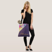 Paars Floral Trendy Girly Initiaal Naam Monogram Draagtas (Op model)