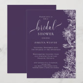Paars Floral Vrijgezellenfeest Kaart (Voorkant / Achterkant)