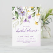 Paars Floral Vrijgezellenfeest Kaart (Staand voorkant)