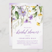 Paars Floral Vrijgezellenfeest Kaart (Voorkant / Achterkant)