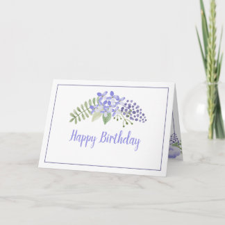 Paars Floral Waterverf Elegant Feminine Birthday Kaart
