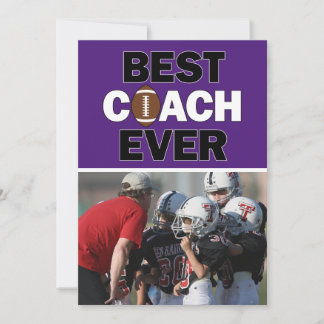 Paars Football Coach Best Ever Custom Foto Bedankkaart