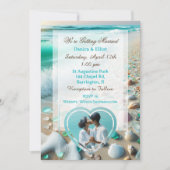 Paar's Foto Zee Glas Kustbruiloft Kaart (Voorkant)