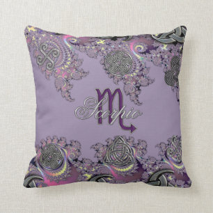 Paars Fractal Zodiac Sign Scorpio Sierkussen