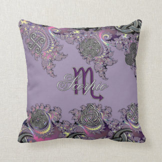 Paars Fractal Zodiac Sign Scorpio Sierkussen