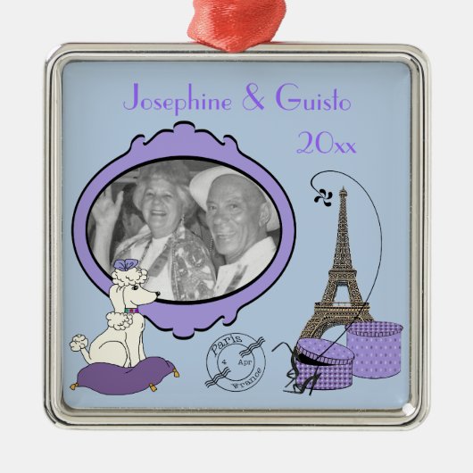 Paars-French Thmed Photo Keepomwille Ornament (Voorkant)