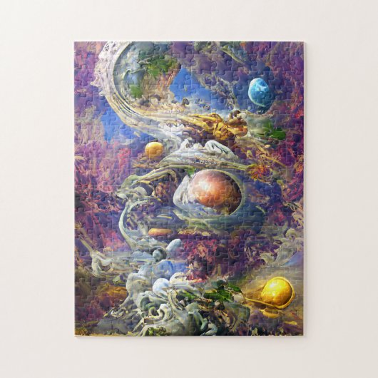 Paars galaxsysteem legpuzzel (Verticaal)