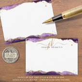 Paars geanimeerde geodestedebon Gold Glitter Notitiekaartje